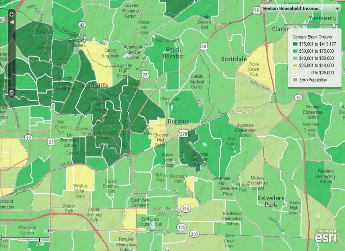 carte démographique de Atlanta