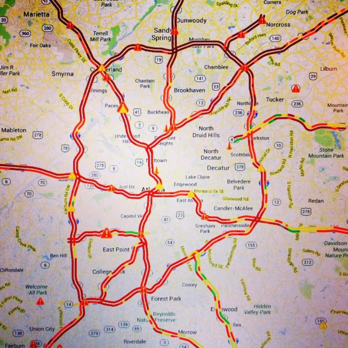 la carte de Atlanta trafic
