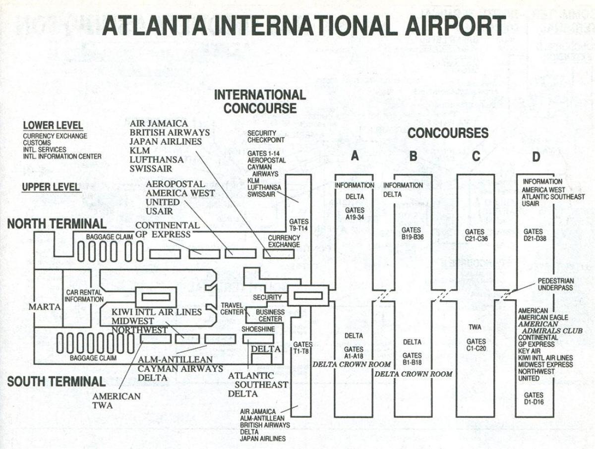 L'aéroport d'Atlanta international terminal carte