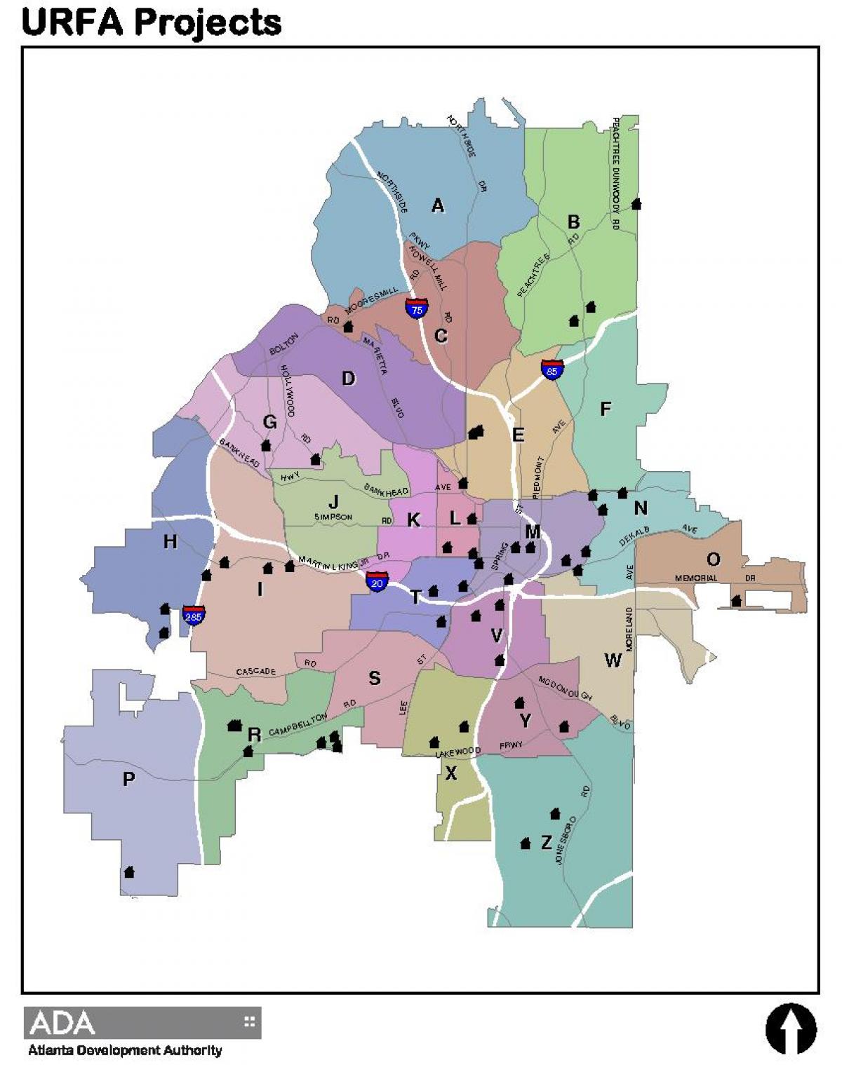 la carte de Atlanta zone de la carte
