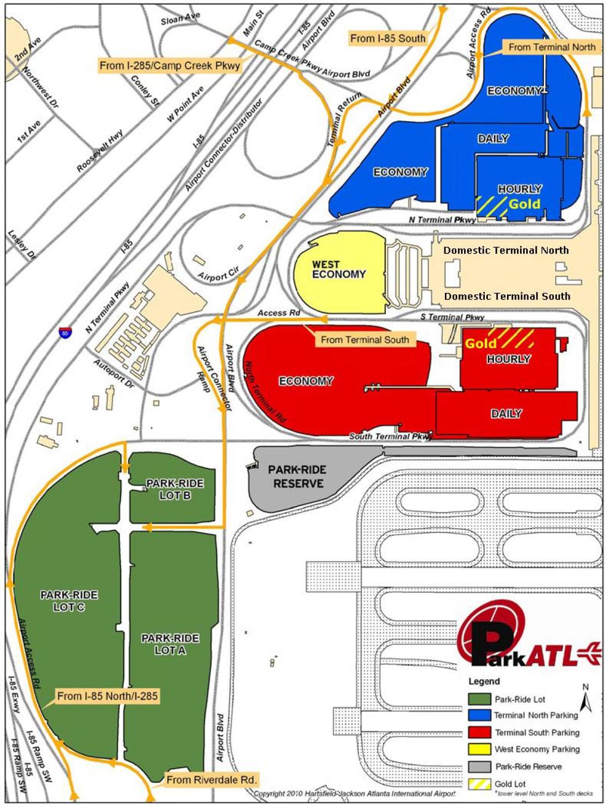 Atlanta Hartsfield carte de stationnement de l'aéroport