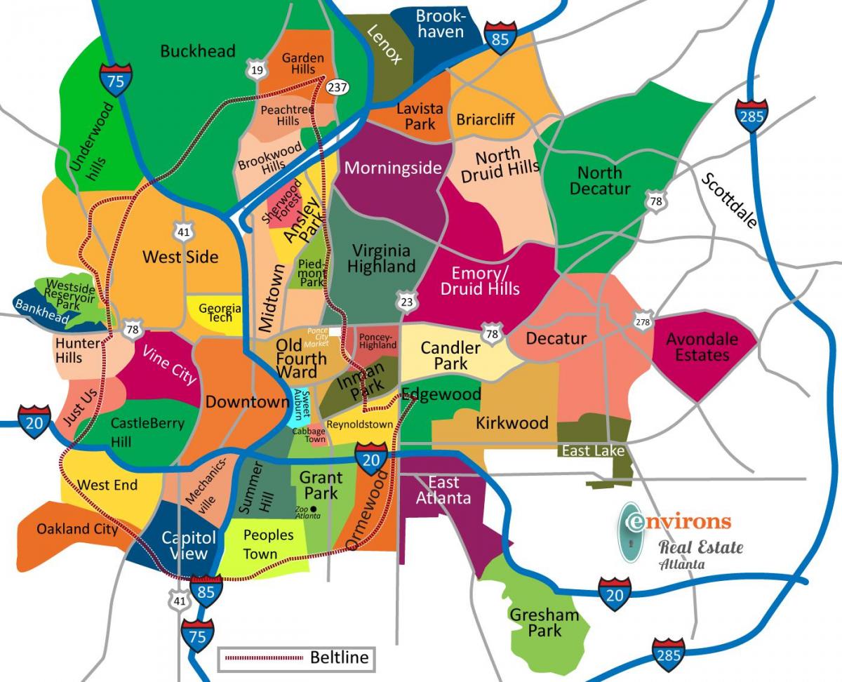 la carte de Atlanta quartiers