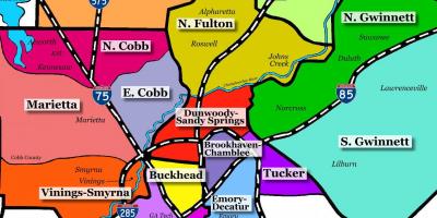 Carte de la banlieue d'Atlanta