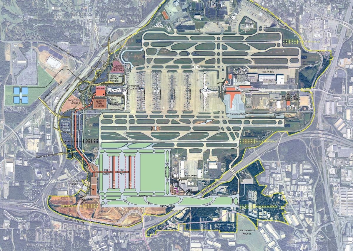 Carte de l'aéroport d'Atlanta, Géorgie