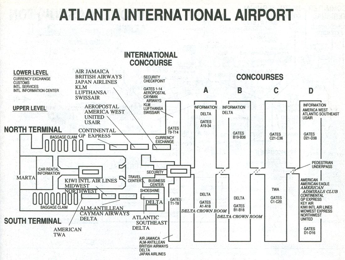carte de l'aéroport atl