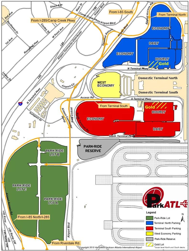 Atlanta Hartsfield carte de stationnement de l'aéroport