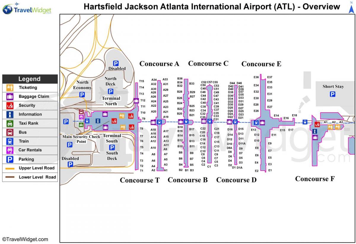 carte de l'aéroport Hartsfield Jackson airport