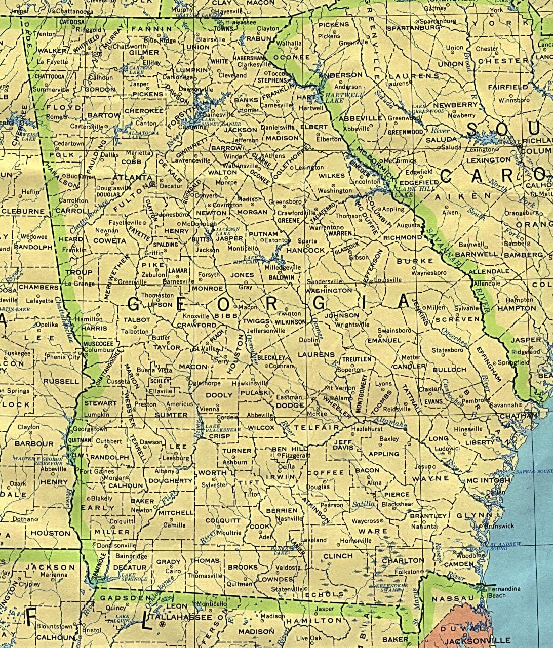 carte de la Géorgie villes
