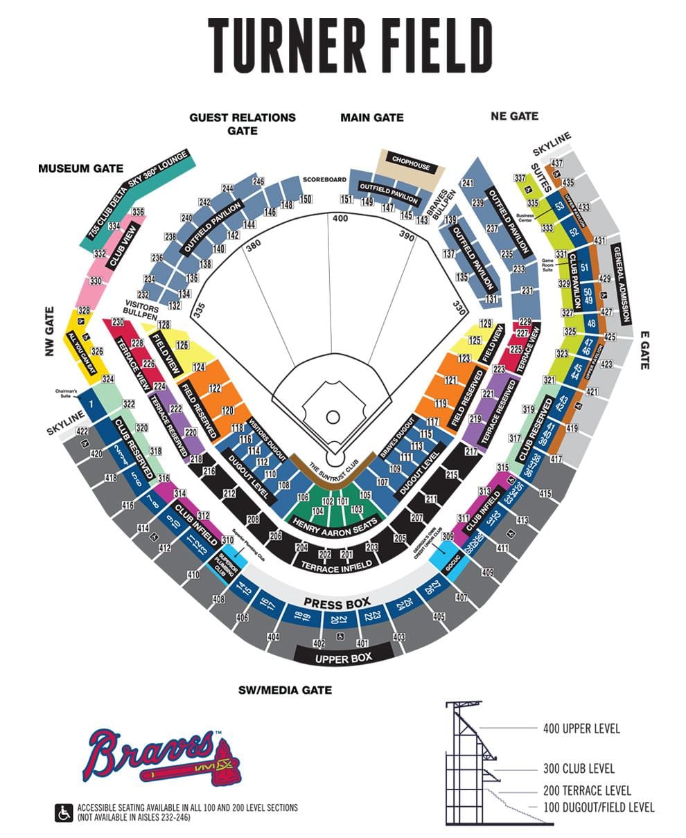 Braves sièges de stade de carte