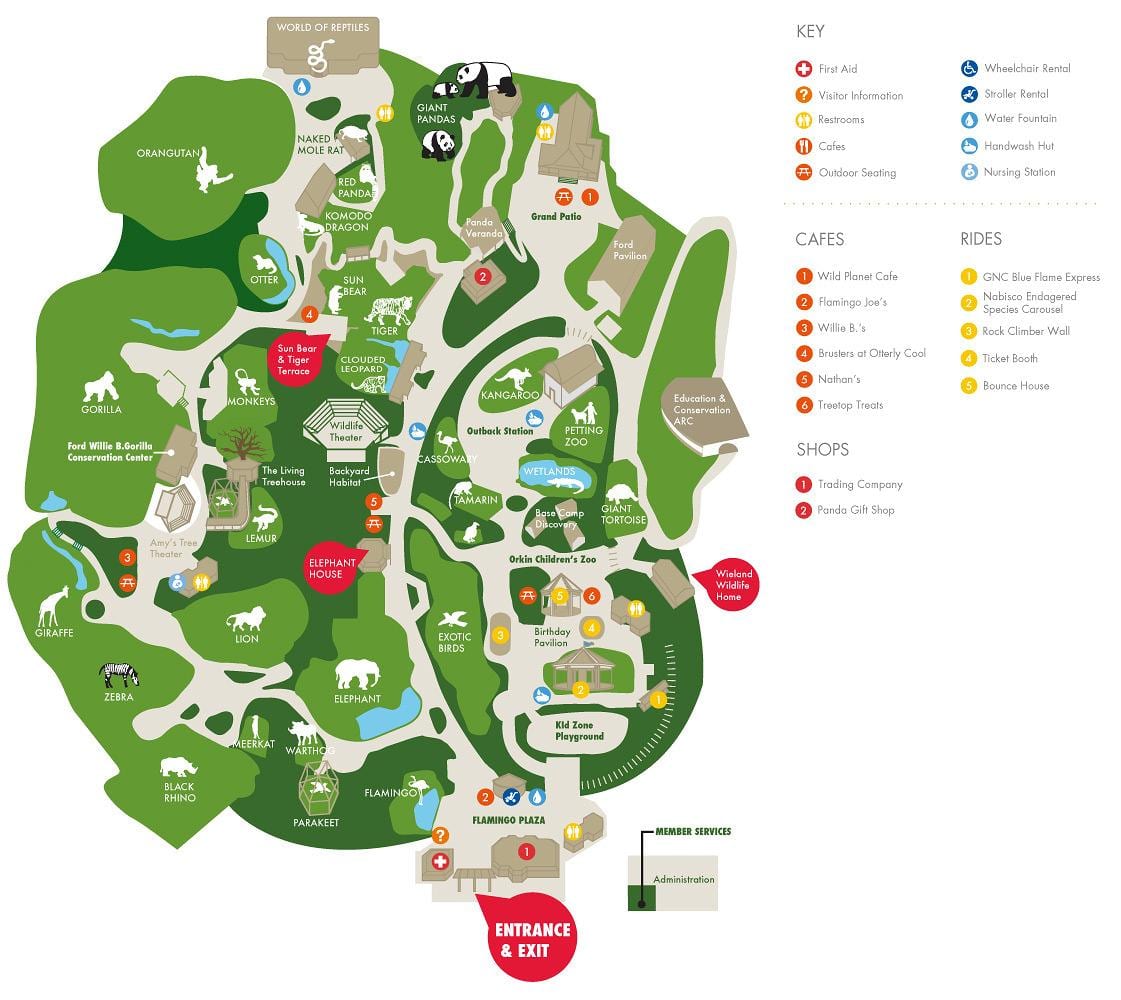 carte de zoo d'Atlanta