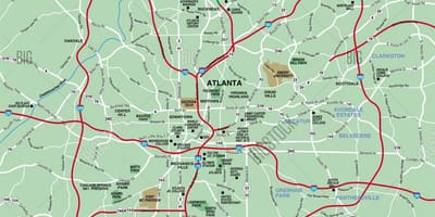 Carte de la région d'Atlanta