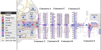 Carte de l'aéroport Hartsfield Jackson airport
