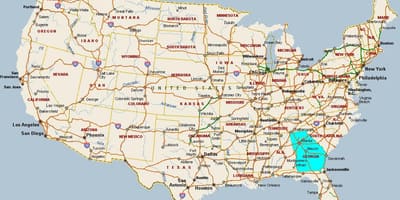 Carte de la Géorgie, états-unis