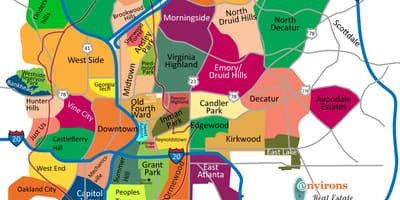 La carte de Atlanta quartiers